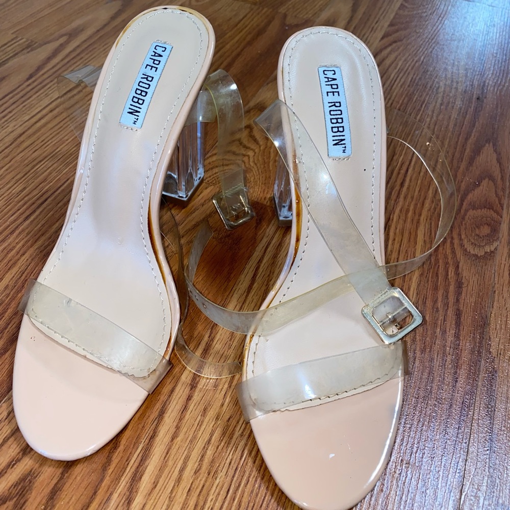 Nude and clear heels